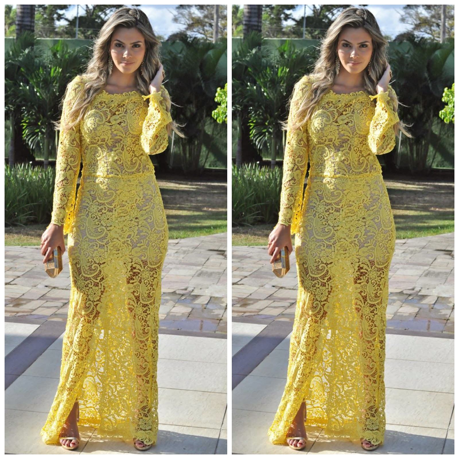 vestido madrinha amarelo renda